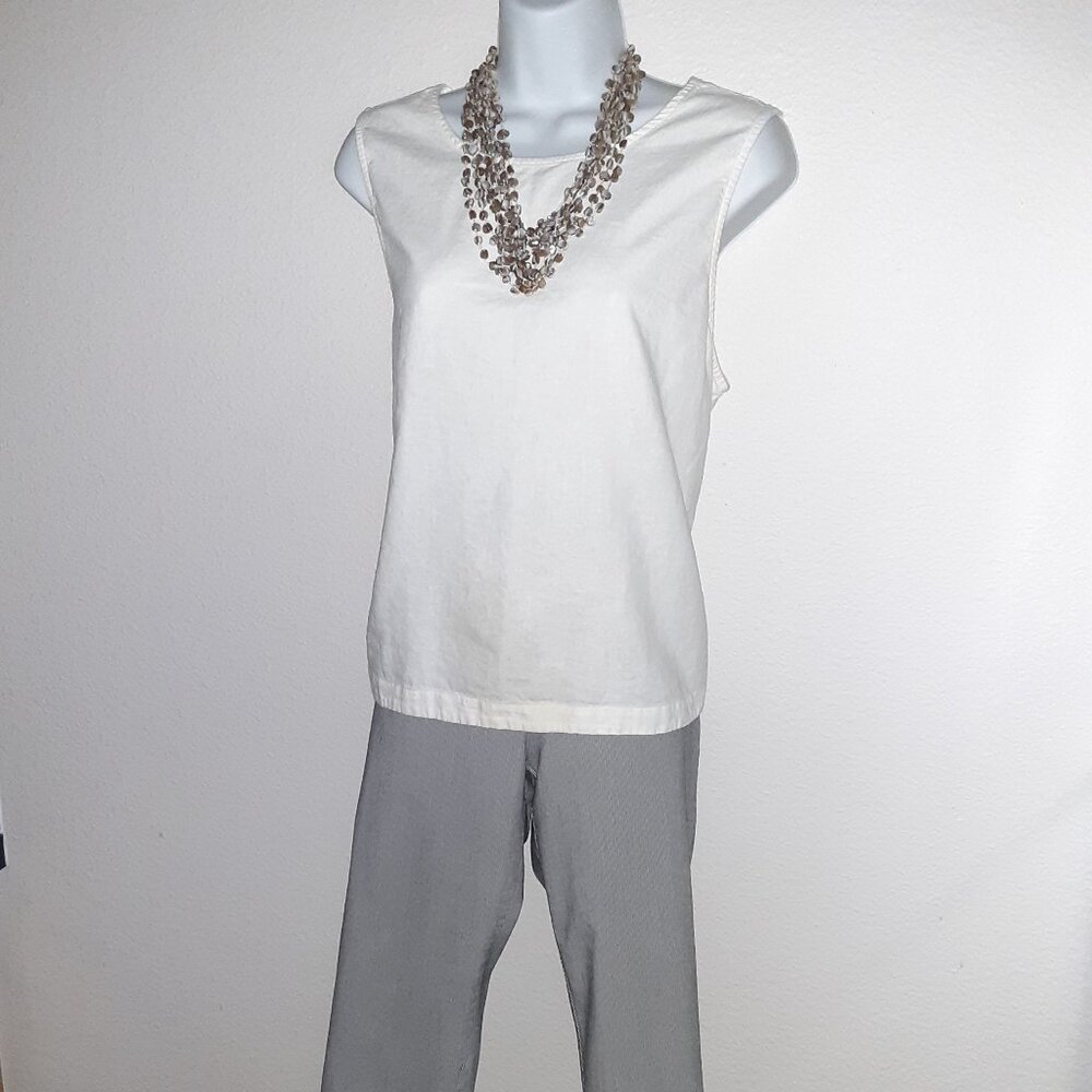 Lg Linen Top * Counterparts Sz 14 Capris, Blck & White Pinstripe * Pull-on